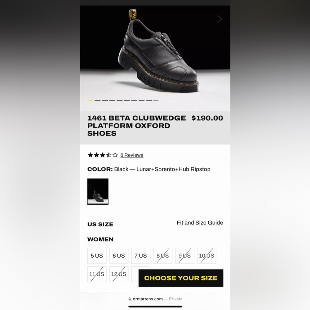 Dr Martens 1461 BETA CLUBWEDGE PLATFORM OXFORD SHOES